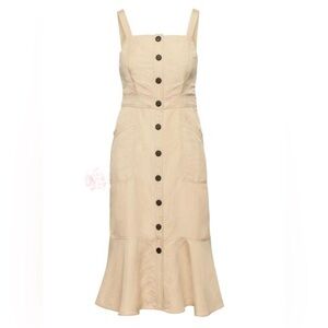 Banana Republic Linen Blend Button Front Dress Size 12 Beige